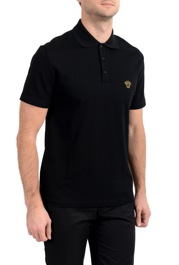 Versace Men's Black Logo Embroidered Short Sleeve Polo Shirt: Picture 3