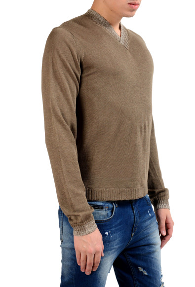 Malo V-Neck Linen Silk Men's Light Pullover Brown Sweater : Picture 2