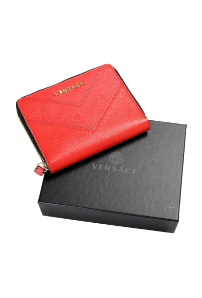 Versace Women's Red Saffiano Leather Zip Around Wallet: Picture 2