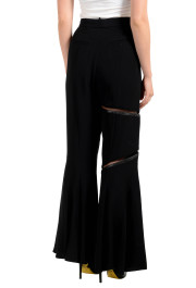 Versace Women's Black 100% Silk Leather Trimmed Dress Pants: Picture 3
