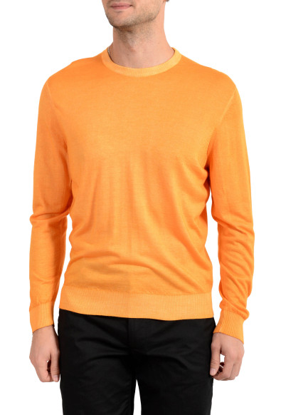 Kiton Napoli Men's Orange Crewneck Silk Cashmere Pullover Sweater