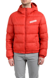 Versace Men's Red Logo Full Zip Hooded Parka Jacket