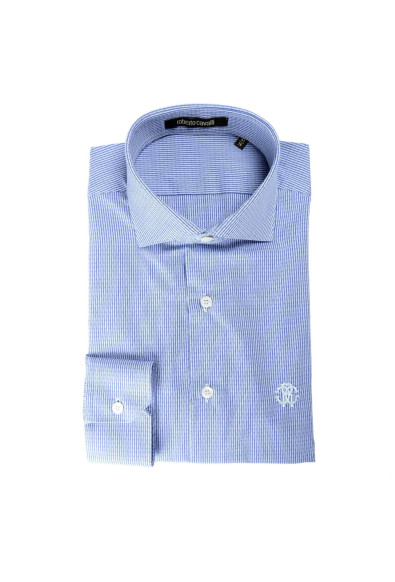 Roberto Cavalli Men's Bluish Slim Long Sleeve Dress Shirt
