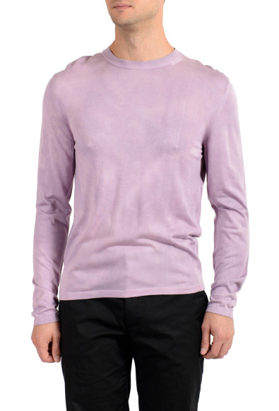 Versace Men's Purple 100% Silk Crewneck Pullover Sweater 
