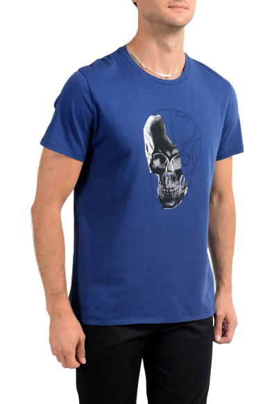 Just Cavalli Men's Blue Graphic Print Crewneck T-Shirt: Picture 2