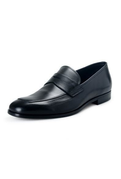 Prada Men's 2DB161 Black Polished Leather Loafers Slip On Shoes