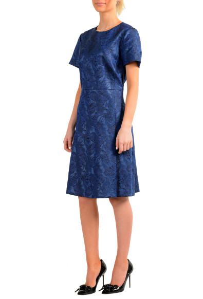 Hugo Boss Women's "Dargy" Blue Floral Print Short Sleeve Fit & Flare Dress: Picture 2