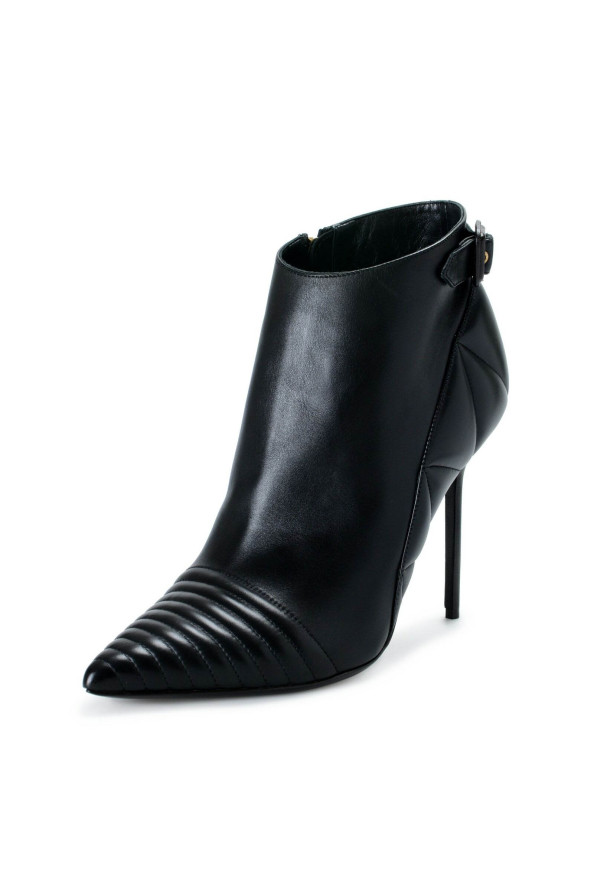 Leather Black High Heels Ankle Boots Shoes
