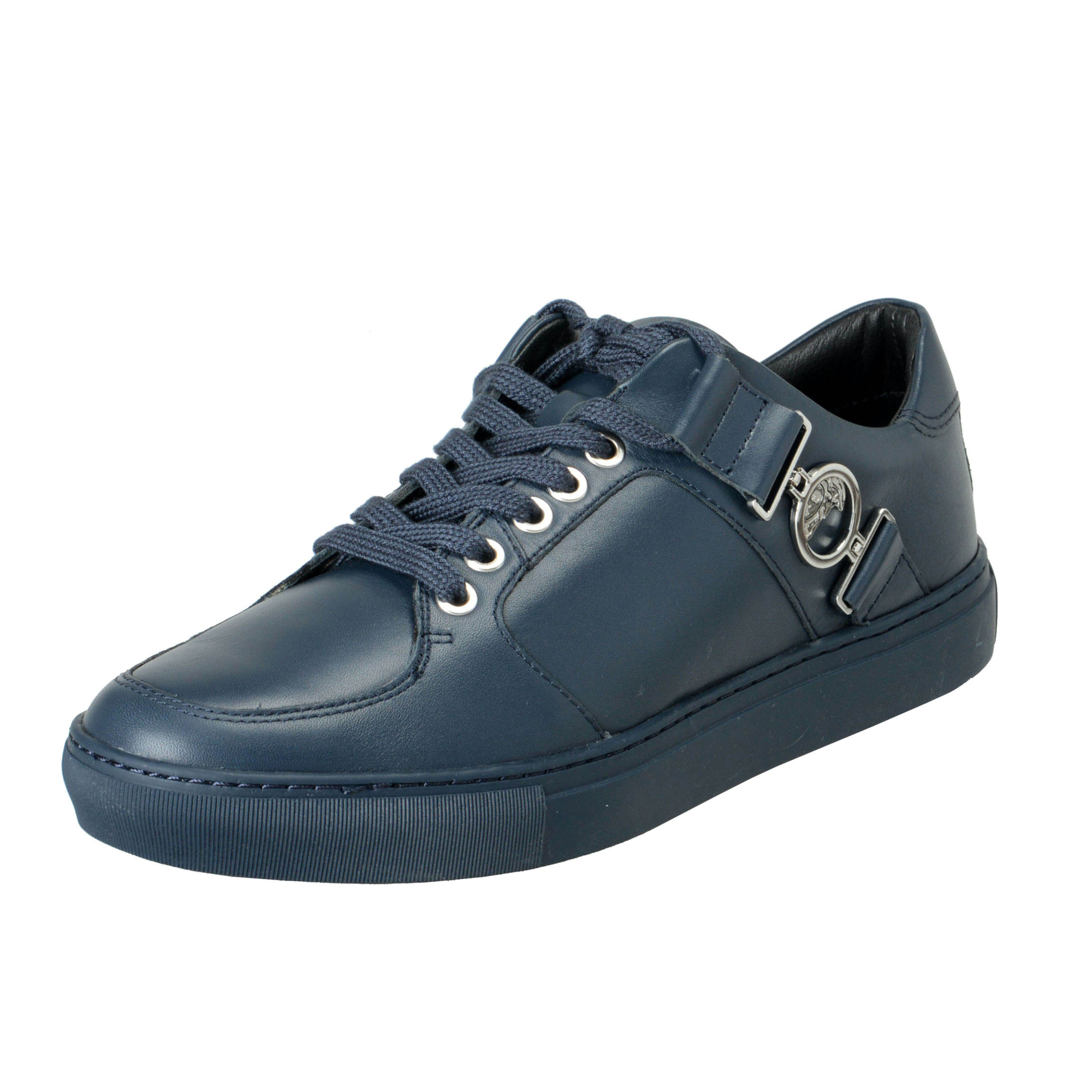Versace Collection Men's Blue Leather Fashion Sneakers Shoes
