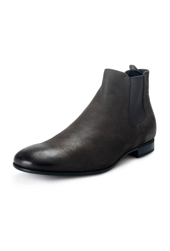 Prada Men's "Carpa Antic" Brown Leather Chelsea Boots Shoes