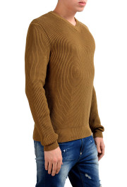 Malo Men's Brown V-Neck Ribbed Sweater: Picture 2
