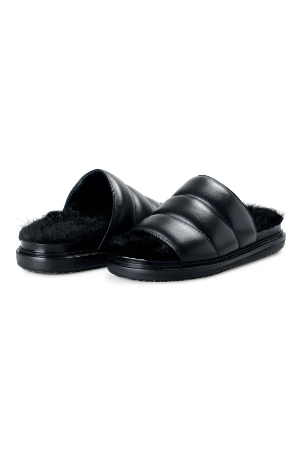 Marni Women's "Fusbett" Leather Sheepskin Slides Sandals Shoes: Picture 9