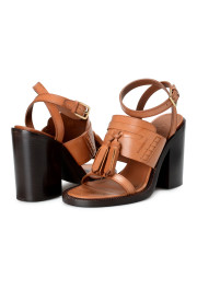 BURBERRY London Women's BETHANY Brown Leather Ankle Strap Heeled Sandals Shoes: Picture 5