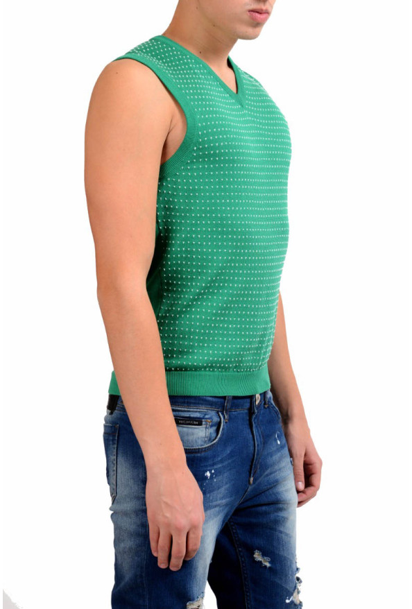 Malo Men's Green Dotted V-Neck Knitted Vest: Picture 2