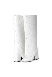 Marni Women's White Metal Studs Leather High Heel Boots Shoes: Picture 8
