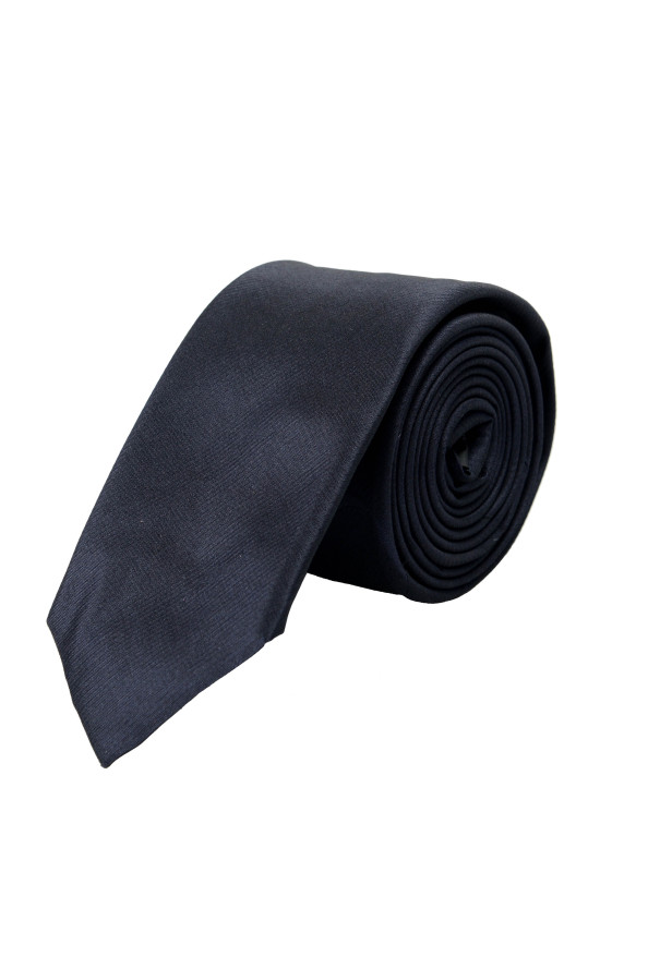 Hugo Boss Men's Navy Blue Logo Print Silk Tie
