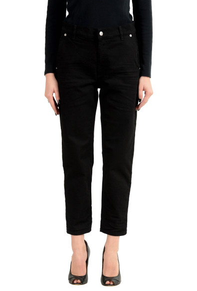 Versus by Versace Women's Black Stretch Denim Cropped Casual Pants