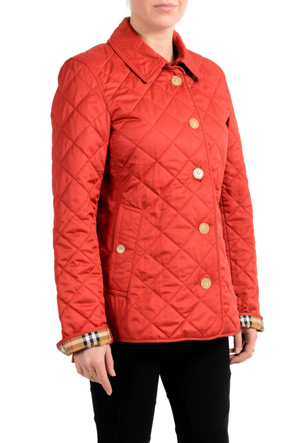 Burberry Women's Red Quilted Button Down Jacket Coat: Picture 2