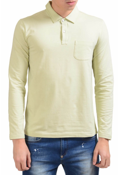 Malo Men's Long Sleeve Olive Green Pocket Polo Shirt