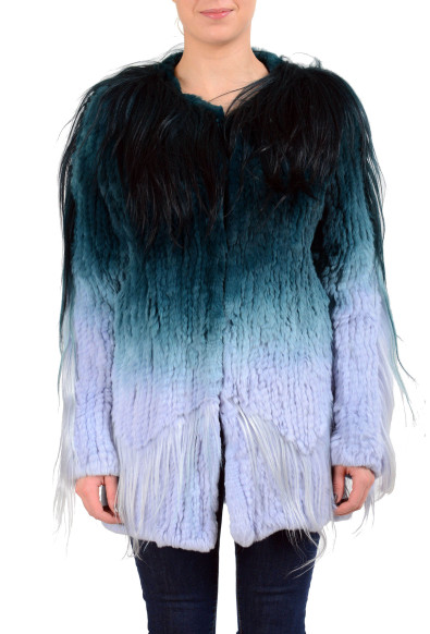 Just Cavalli Women's Multi-Color 100% Goat Fur Button Up Jacket