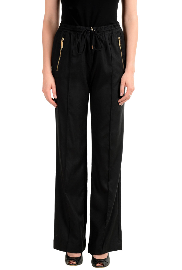 Versace Women's Black 100% Silk Elastic Waist Pants