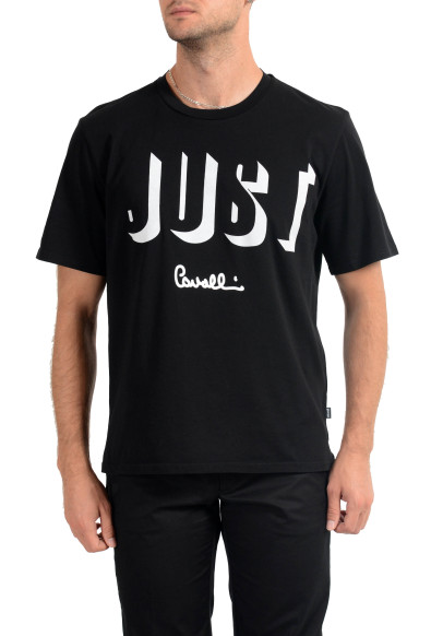 Just Cavalli Men's Black Graphic Print Crewneck T-Shirt