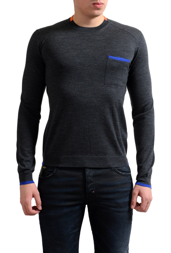 Prada Men's 100% Wool Gray Crewneck Pullover Sweater 