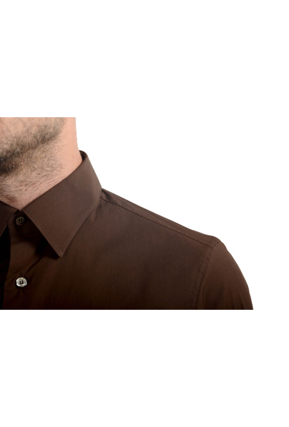 Malo Men's Dark Brown Stretch Long Sleeve Dress Shirt: Picture 3