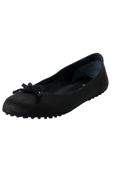 Car Shoe by Prada Women's Black Canvas Ballet Flats Driving Shoes