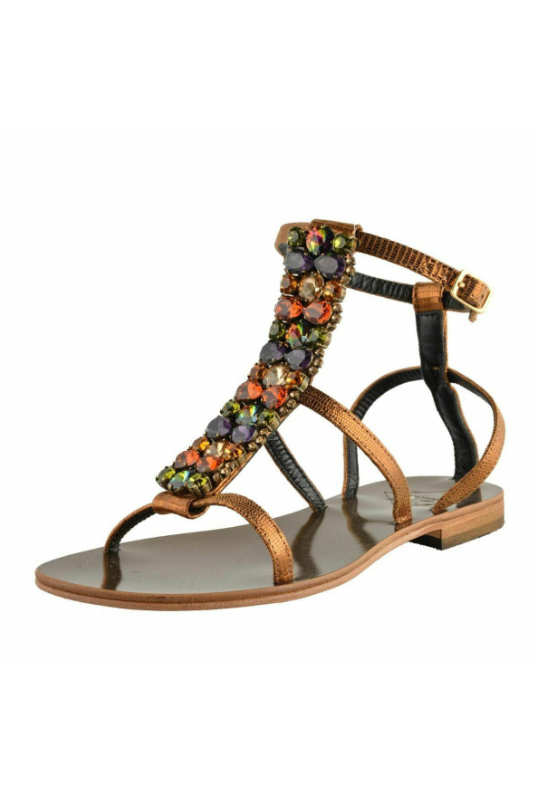 Emanuela Caruso "Capri" Women's Stone Decorated Flat Sandals Shoes