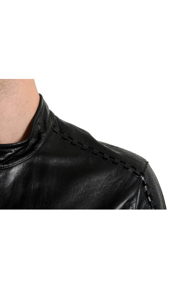 Roberto Cavalli Men's 100% Leather Black Full Zip Biker Jacket: Picture 2
