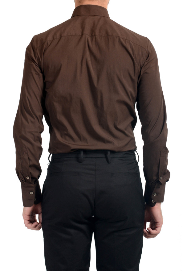 Malo Men's Dark Brown Stretch Long Sleeve Dress Shirt: Picture 5