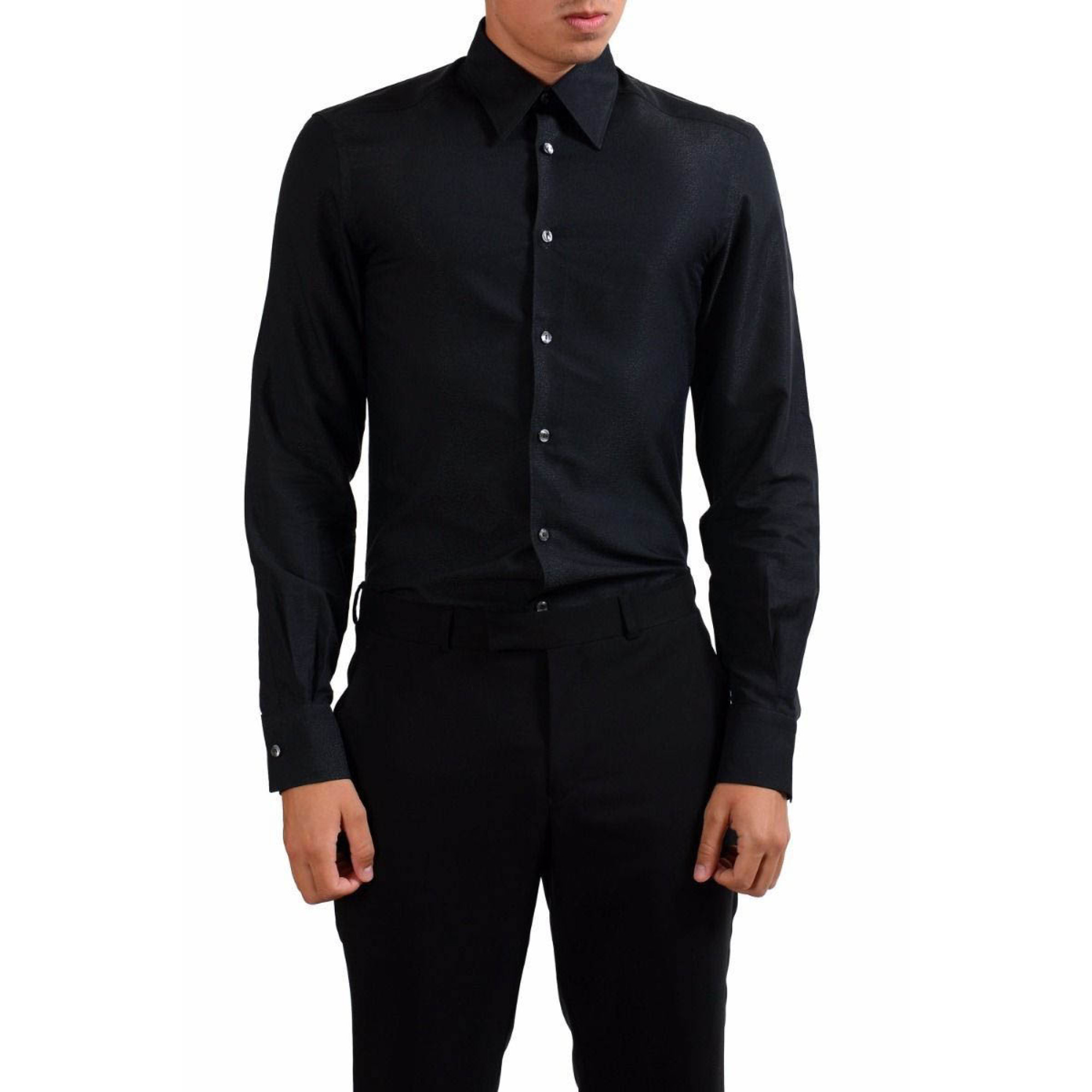 Versace Collection Mens City Dress Shirt US 15 1/2 IT 39; Black 