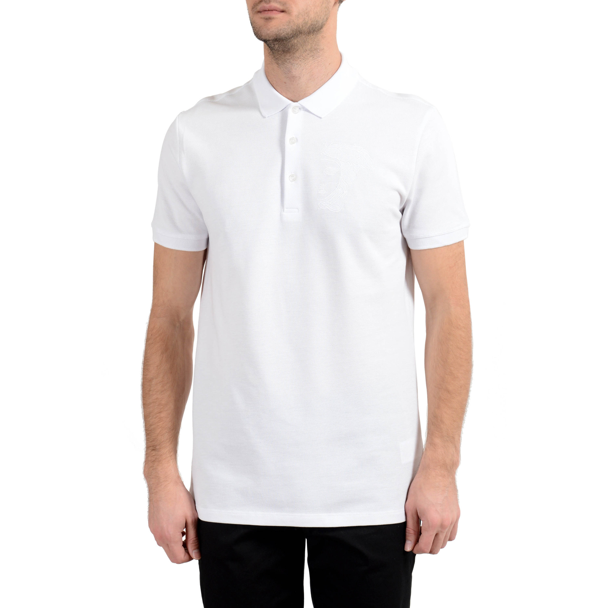 Versace Collection Mens White Short Sleeve Polo Shirt Size US S IT 48
