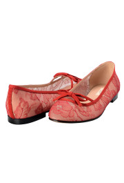 Valentino Garavani Women's Red Vintage Lace Ballerinas Flat Shoes : Picture 8
