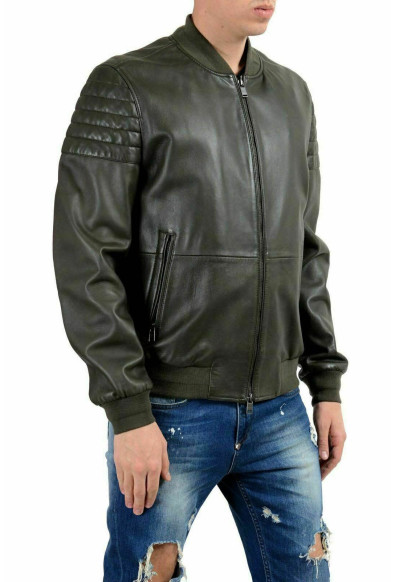 Hugo Boss "Mervon_1" Men's 100% Leather Olive Green Full Zip Jacket: Picture 2