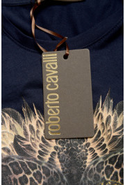 Roberto Cavalli Men's Blue Graphic Print Crewneck T-Shirt: Picture 5