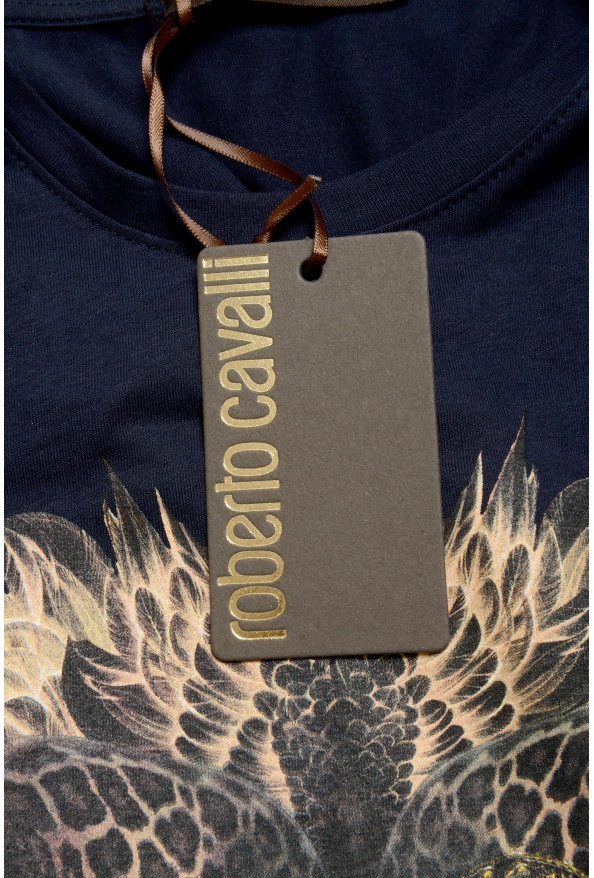 Roberto Cavalli Men's Blue Graphic Print Crewneck T-Shirt: Picture 5