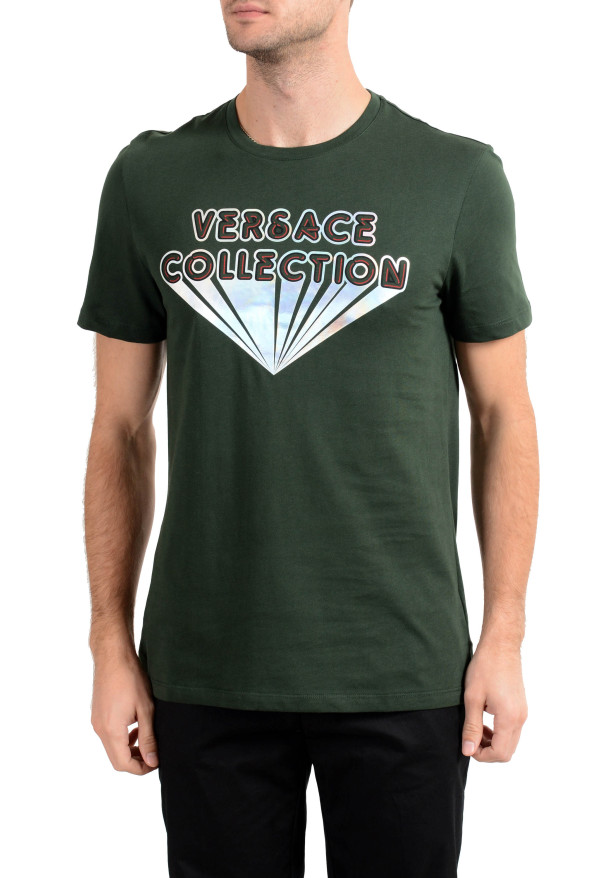 Versace Collection Men's Green Graphic Crewneck T-Shirt