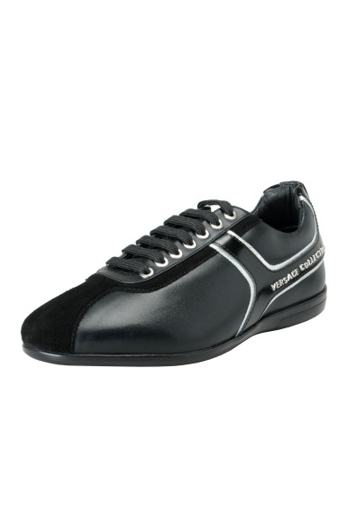 Versace Collection Men's Black Leather Fashion Sneakers Shoes