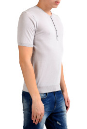 Malo Men's Gray Knitted Short Sleeve Henley Shirt: Picture 3