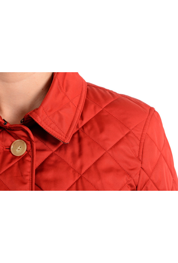 Burberry Women's Red Quilted Button Down Jacket Coat: Picture 4