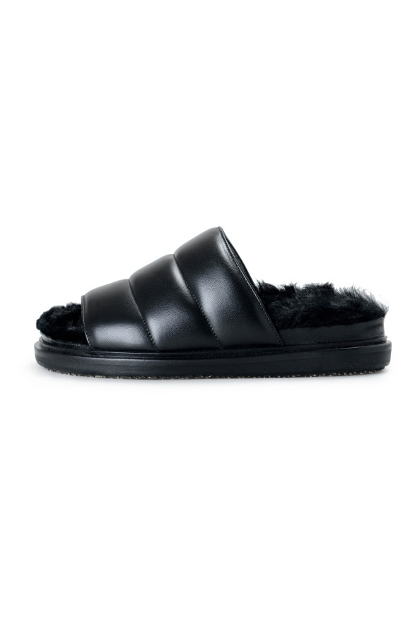 Marni Women's "Fusbett" Leather Sheepskin Slides Sandals Shoes: Picture 3