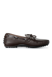 Car Shoe By Prada Men's Brown Textured Leather Driving Shoes: Picture 4