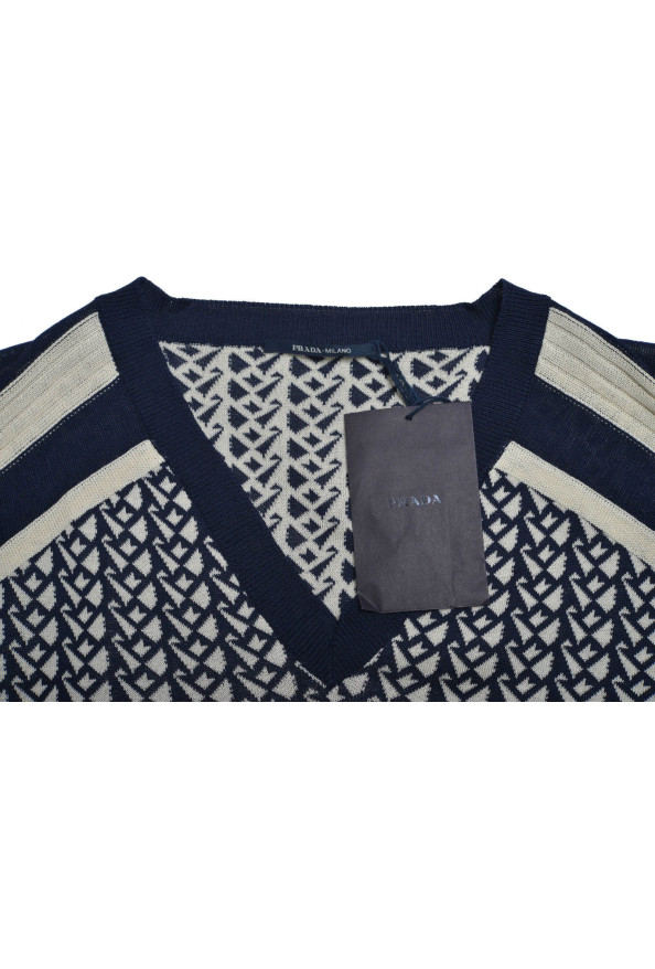 Prada Men's Multi-Color Silk V-Neck Sleeveless Vest Sweater : Picture 4