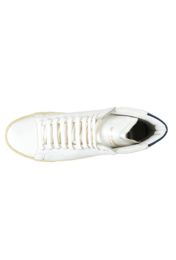Saint Laurent Women's White Leather Hi Top Fashion Sneakers Shoes: Picture 3