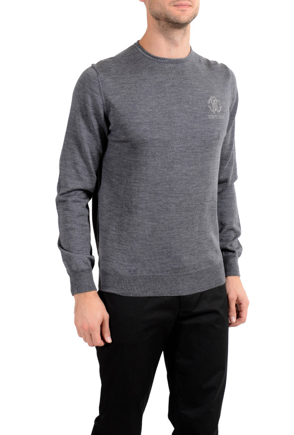 Roberto Cavalli Men's 100% Wool Gray Crewneck Sweater: Picture 2