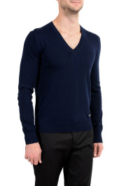 Burberry Men's Navy Blue V-Neck Sweater: Picture 2