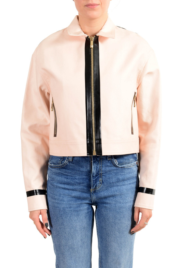Versace Women's Pink Full Zip Denim Jacket