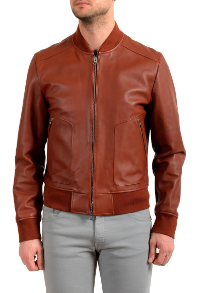 Hugo Boss Men's "Nipet" 100% Leather Brown Bomber Jacket 